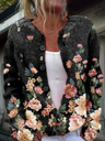 Dorota | Černý kardigan s botanickým vzorem