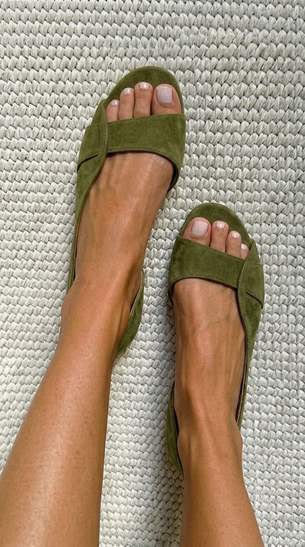Nicoletta | Casual Low-Heel Open-Toe Eco-Suede Slingback Sandals