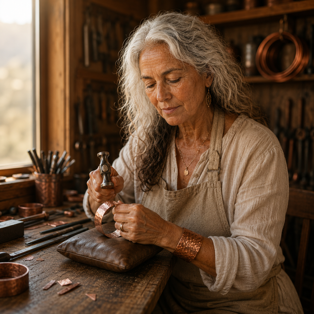 Měděný náramek Olše