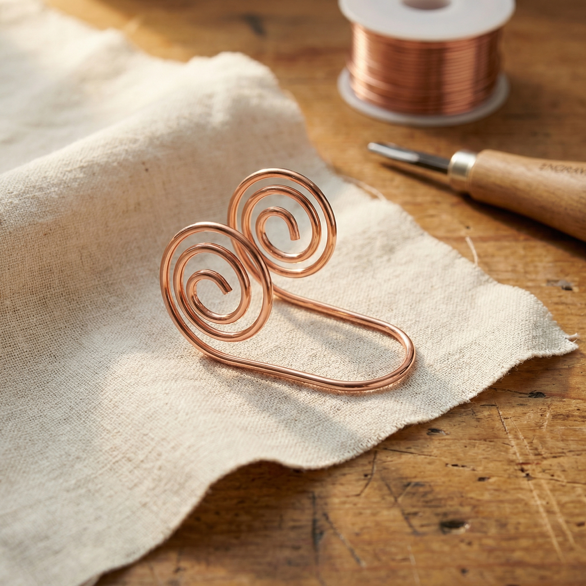 Lucia & Mila Hand-Forged Copper Spiral - Braid