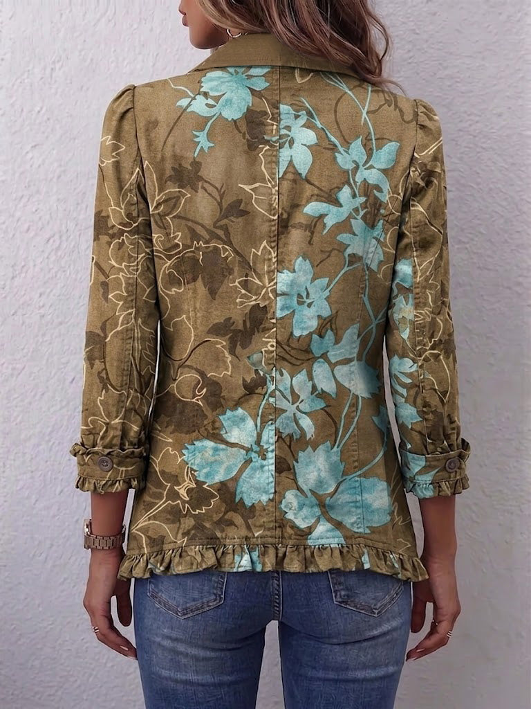 Domenica | Faded Floral Jacket with Ruffles