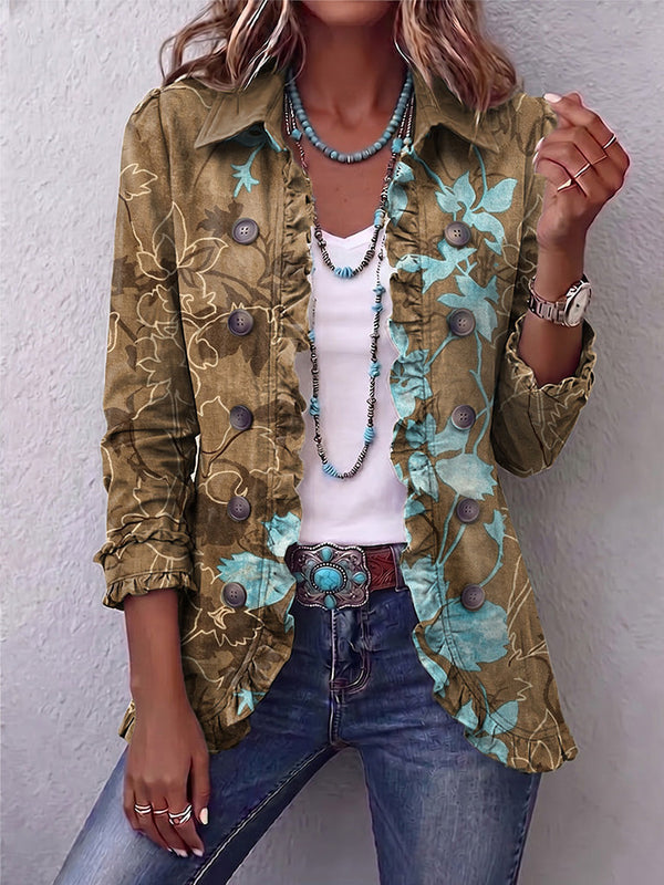 Domenica | Faded Floral Jacket with Ruffles
