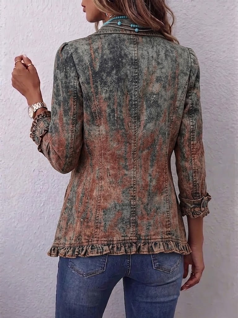 Vincenza | Textured Faded Jacket with Ruffles