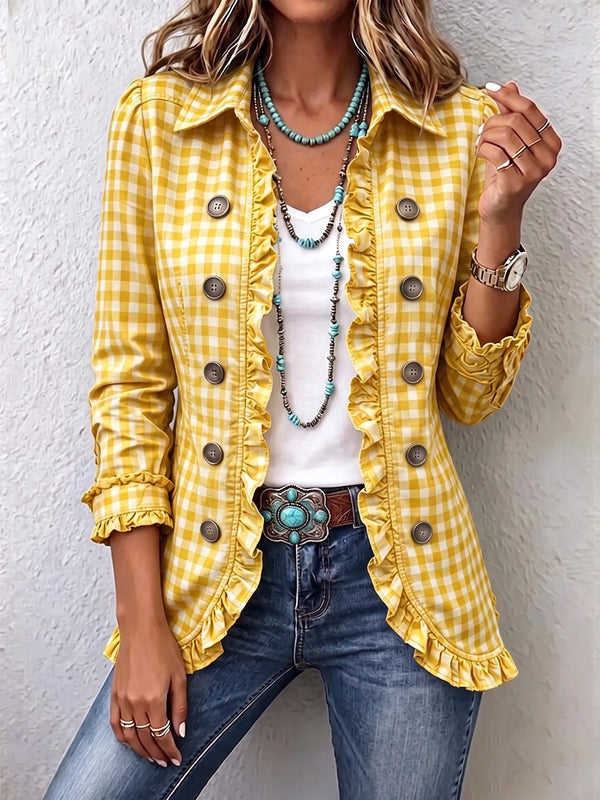 Carmela | Gingham Jacket with Ruffles