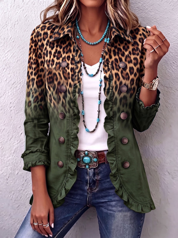 Jana | Sako s volány a leopardím vzorem s přechodem
