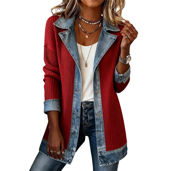 Lea | Denim and Rib-Knit Jacket